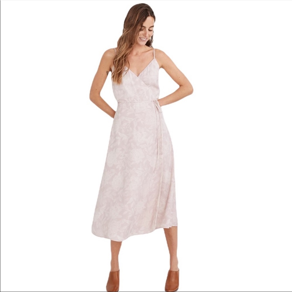 New Madewell (Re)sourced Crepe Cami Wrap Dress In Pindot Bloom Size XL